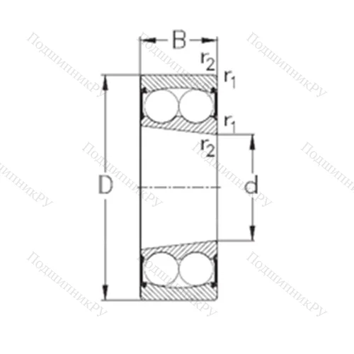 Подшипник шариковый радиальный самоцентрирующийся 2209-K-2RS