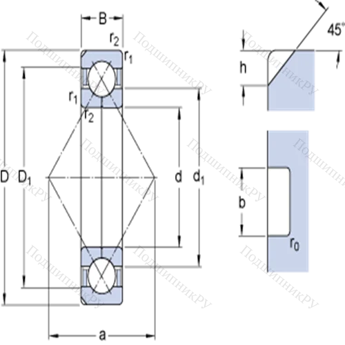 Шарикоподшипники с четырёхточечным контактом QJ 240 N 2MA