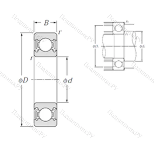 Подшипник шариковый радиальный 6805LLU