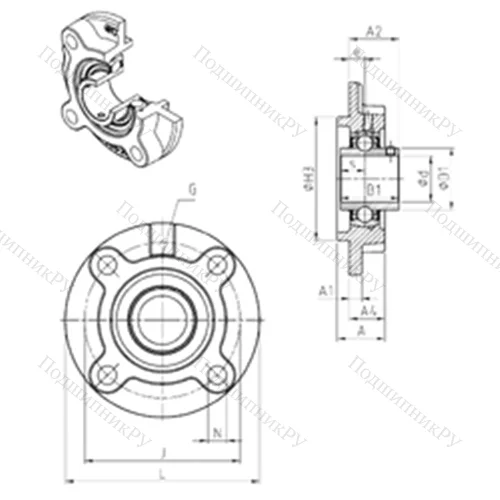 Подшипниковый узел шариковый радиальный UCFC 205 от производителя  SNR