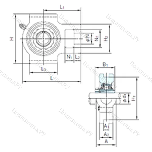 Подшипниковый узел шариковый радиальный UKT 326+H 2326 от производителя  NACHI