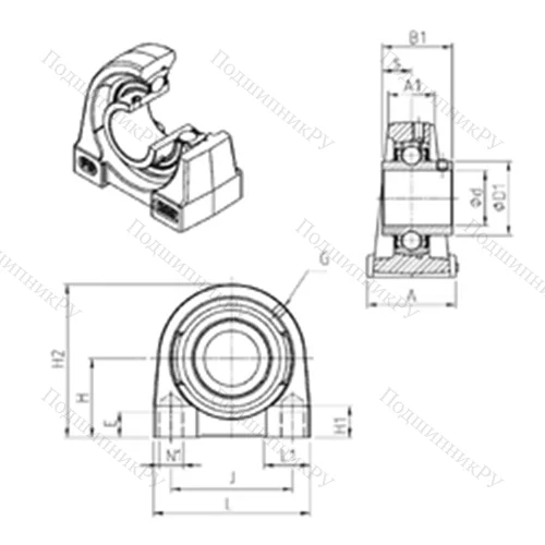 Подшипниковый узел шариковый радиальный UCPG 211