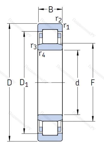 Роликовый цилиндрический подшипник NU 2212 ECP/C 3 от производителя  SKF