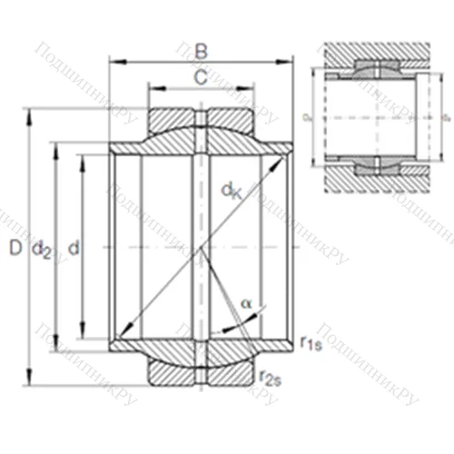 Подшипник скольжения сферический GE 200 LO от производителя  INA