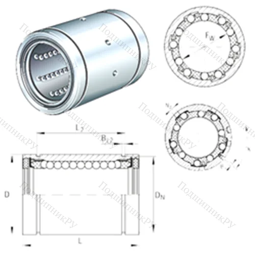 Подшипник шариковый линейный KB 20-PP-AS от производителя  INA
