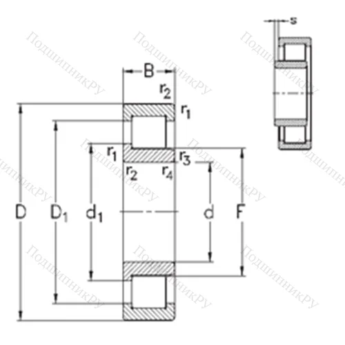 Подшипник роликовый радиальный NJ 2309-E-TVP 3