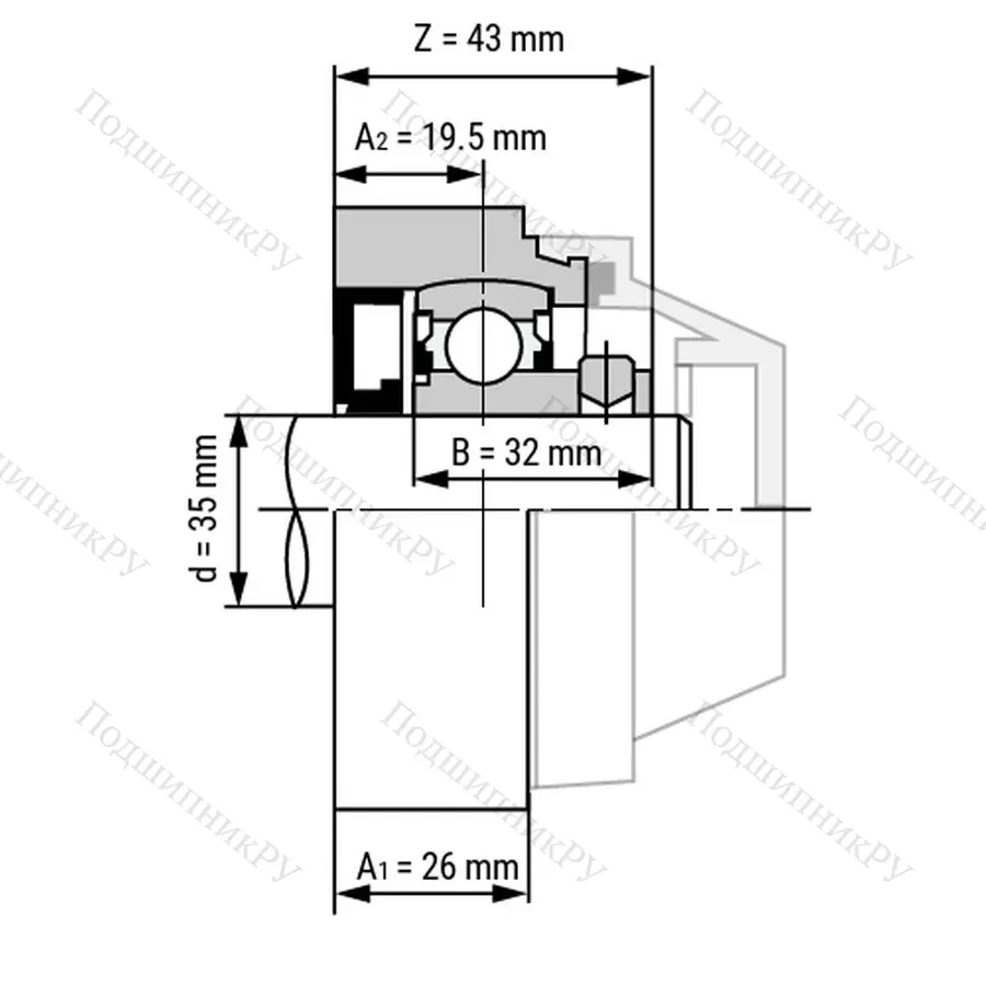Подшипниковый узел WP-SSBFL 207 - Вал: 35 мм