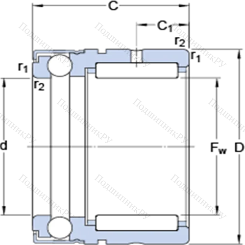 Комбинированные упорные шарикоподшипники с игольчатыми роликами NX 20 Z