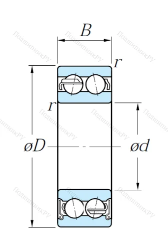 Двухрядный шариковый подшипник 5208 ZZ от производителя  KOYO
