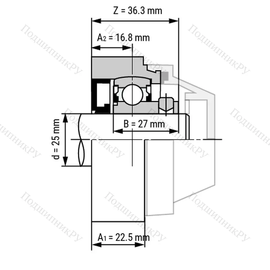 Подшипниковый узел WP-SSBFL 205 - Вал: 25 мм