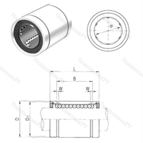 Подшипник шариковый линейный LM 10UU от производителя  Samick