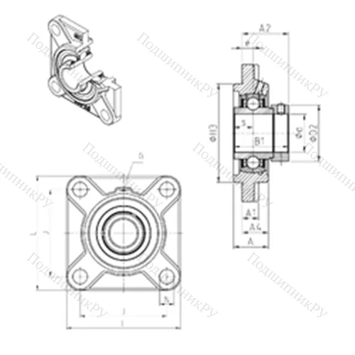 Подшипниковый узел шариковый радиальный EXFS 318