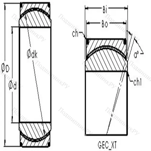 Подшипник скольжения сферический GEH 100XT от производителя  AST