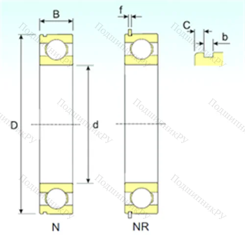 Подшипник шариковый радиальный 6203 NR