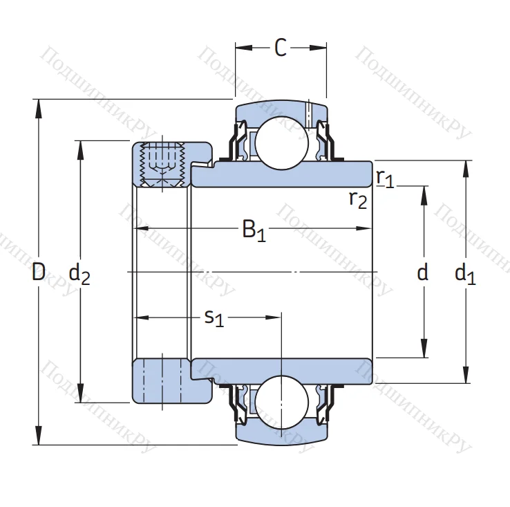 Корпусный подшипник YEL 212-2F в Архангельске