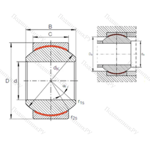 Подшипник скольжения сферический GE 20 PW от производителя  INA Подшипник скольжения сферический GE 20 PW от производителя  INA