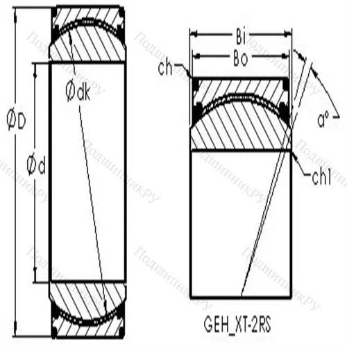 Подшипник скольжения сферический GEH 120XT-2RS от производителя  AST