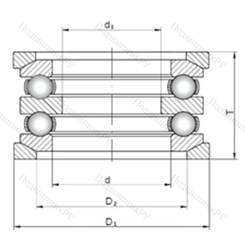Подшипник шариковый упорный 54416U+U 416 от производителя  CX
