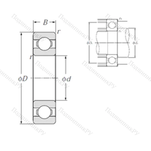 Подшипник шариковый радиальный 6864 от производителя  NTN