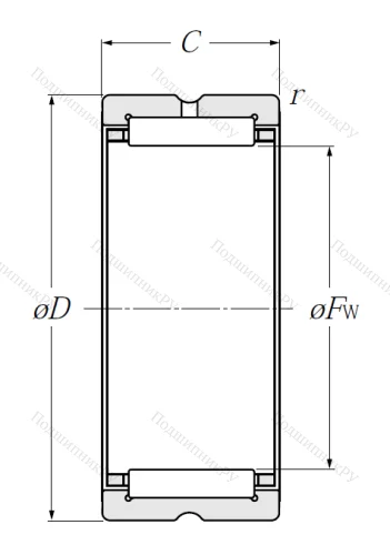 Игольчатый подшипник NK 15/16 R от производителя  NTN