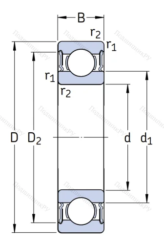 Шариковый однорядный подшипник 180211 (6211 2RS) в Архангельске