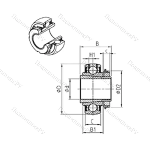 Подшипник шариковый радиальный UK 213+H-35