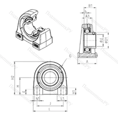 Подшипниковый узел шариковый радиальный USPG 204 от производителя  SNR