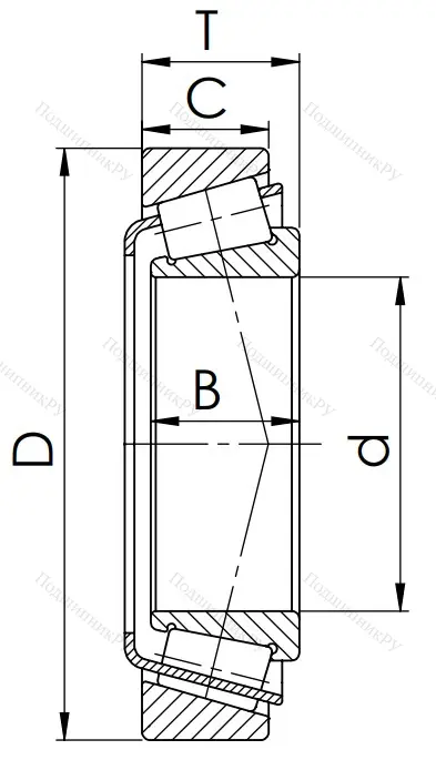 Конический роликовый подшипник 67512 (32212 B) в Архангельске