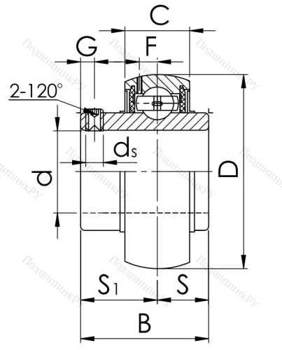 Корпусный подшипник UC 211 (480211 ГОСТ) в Архангельске