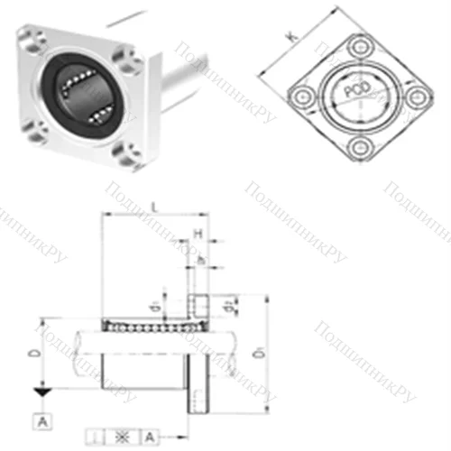 Подшипник шариковый линейный LMEK 30UU от производителя  Samick