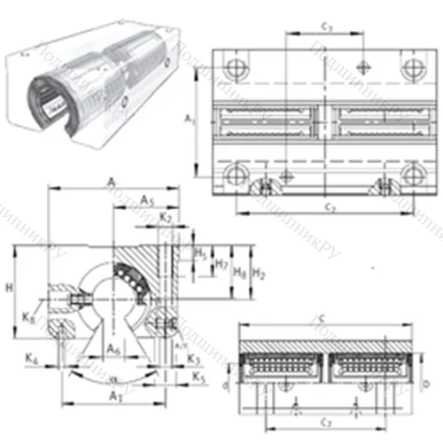 Подшипник шариковый линейный KTSOS 12-PP-AS от производителя  INA