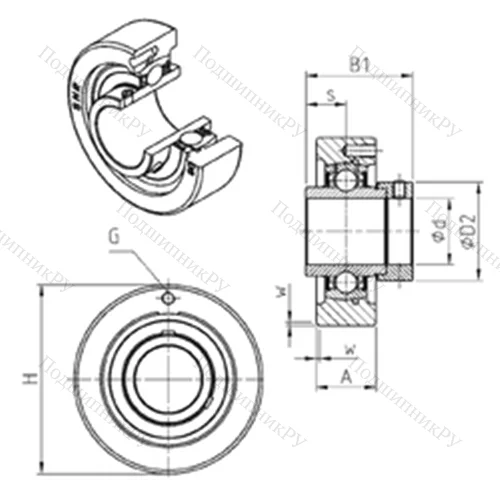 Подшипниковый узел шариковый радиальный EXC 206 от производителя  SNR