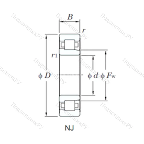 Подшипник роликовый радиальный NJ 2219R