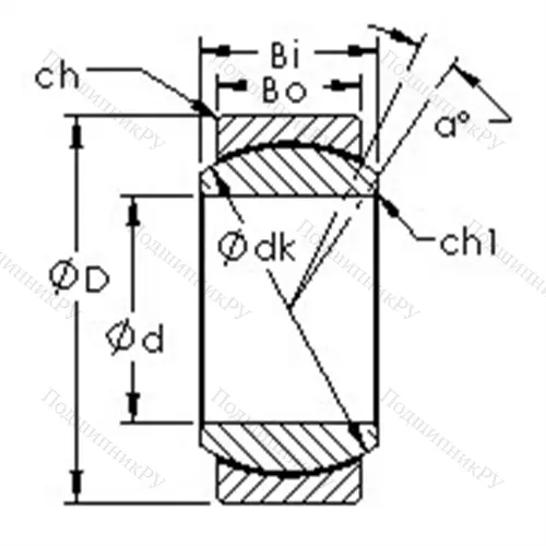 Подшипник скольжения сферический GEBJ 22C от производителя  AST