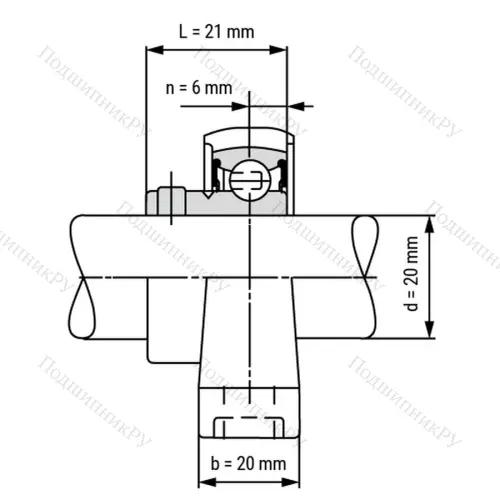Подшипниковый узел KP 004-ST - Вал: 20 мм от производителя  LPZ