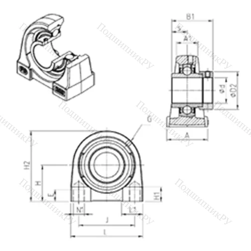 Подшипниковый узел шариковый радиальный EXPG 206 от производителя  SNR