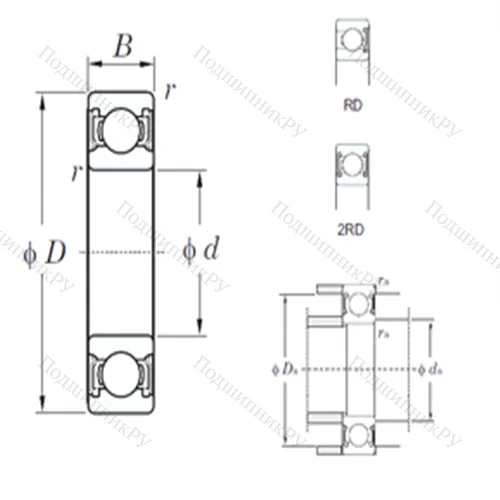 Подшипник шариковый радиальный 6919-2RD от производителя  KOYO