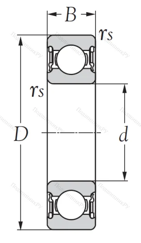 Однорядный шариковый подшипник 62201 2RS от производителя  KSM