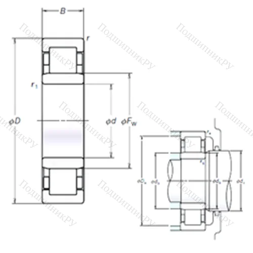 Подшипник роликовый радиальный NU 306EM