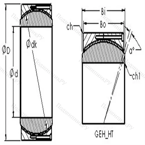 Подшипник скольжения сферический GEC 340HT от производителя  AST