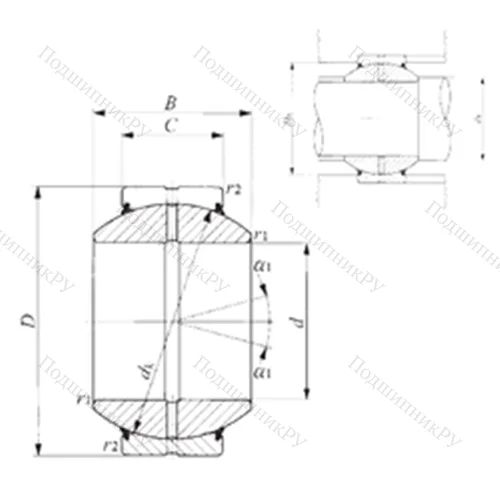 Подшипник скольжения сферический GE 120GS-2RS от производителя  IKO