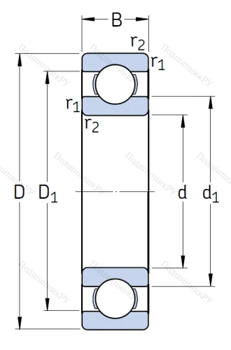 Однорядный шариковый подшипник 6219/C 3 от производителя  SKF