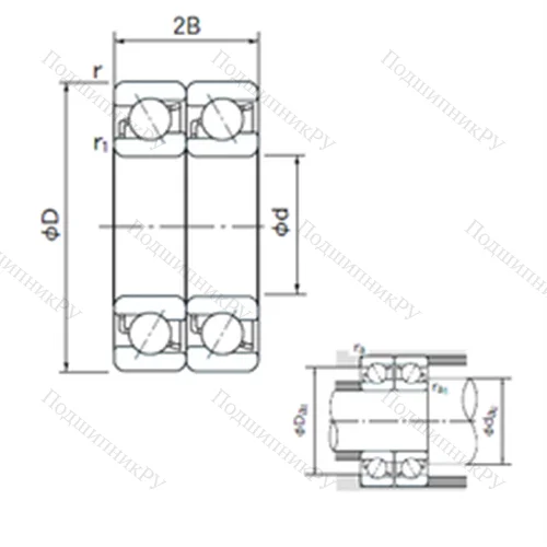 Подшипник шариковый радиально-упорный спаренный 7305BDT