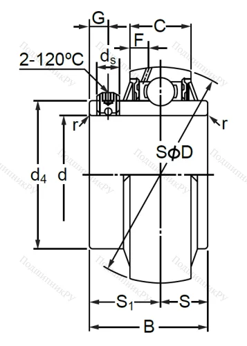 Корпусный подшипник UC 319 (480319 ГОСТ) в Архангельске
