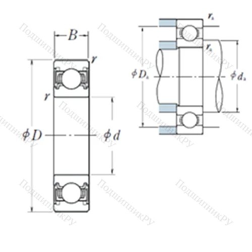 Подшипник шариковый радиальный 6308VV