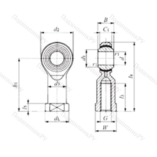 Подшипник скольжения сферический PHS 8EC от производителя  IKO