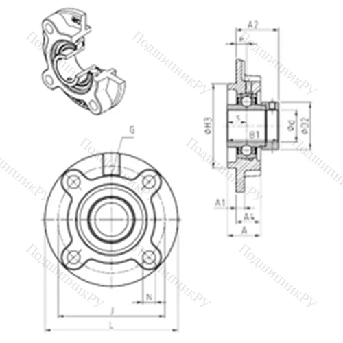 Подшипниковый узел шариковый радиальный EXFC 203 от производителя  SNR