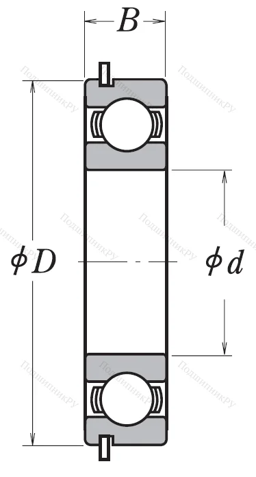 Однорядный шариковый подшипник 6303 DDU NR от производителя  NSK