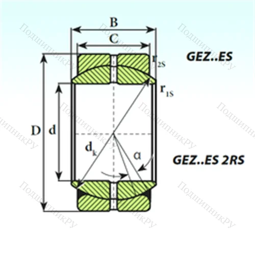 Подшипник скольжения сферический GEZ 120 ES 2RS от производителя  ISB