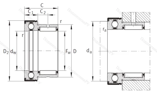 Комбинированный подшипник NKX 17 Z XL от производителя  INA